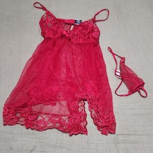 Frederick's of Hollywood Vibrant Red Lace Chemise